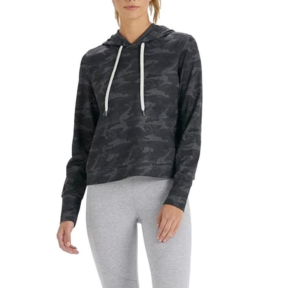 Vuori Womens Charcoal Gray Camouflage Moisture-Wicking Halo Essential Hoodie M